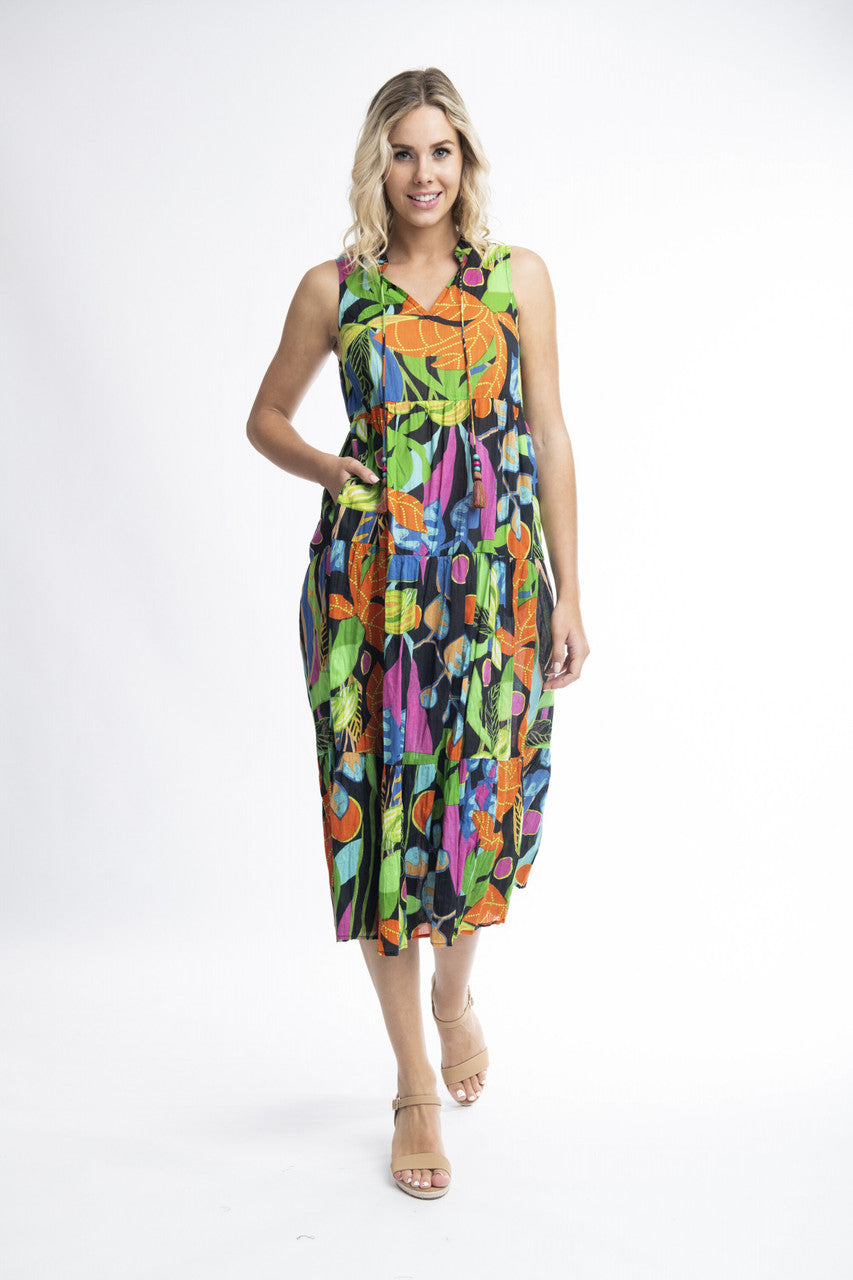 Orientique Nicossia Layered Sleeveless Pocket Dress