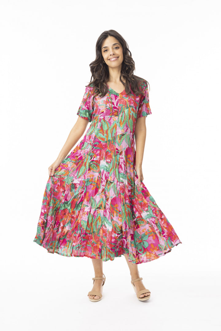 Orientique Sao Paulo Godet Dress With Pockets (please check measurements)
