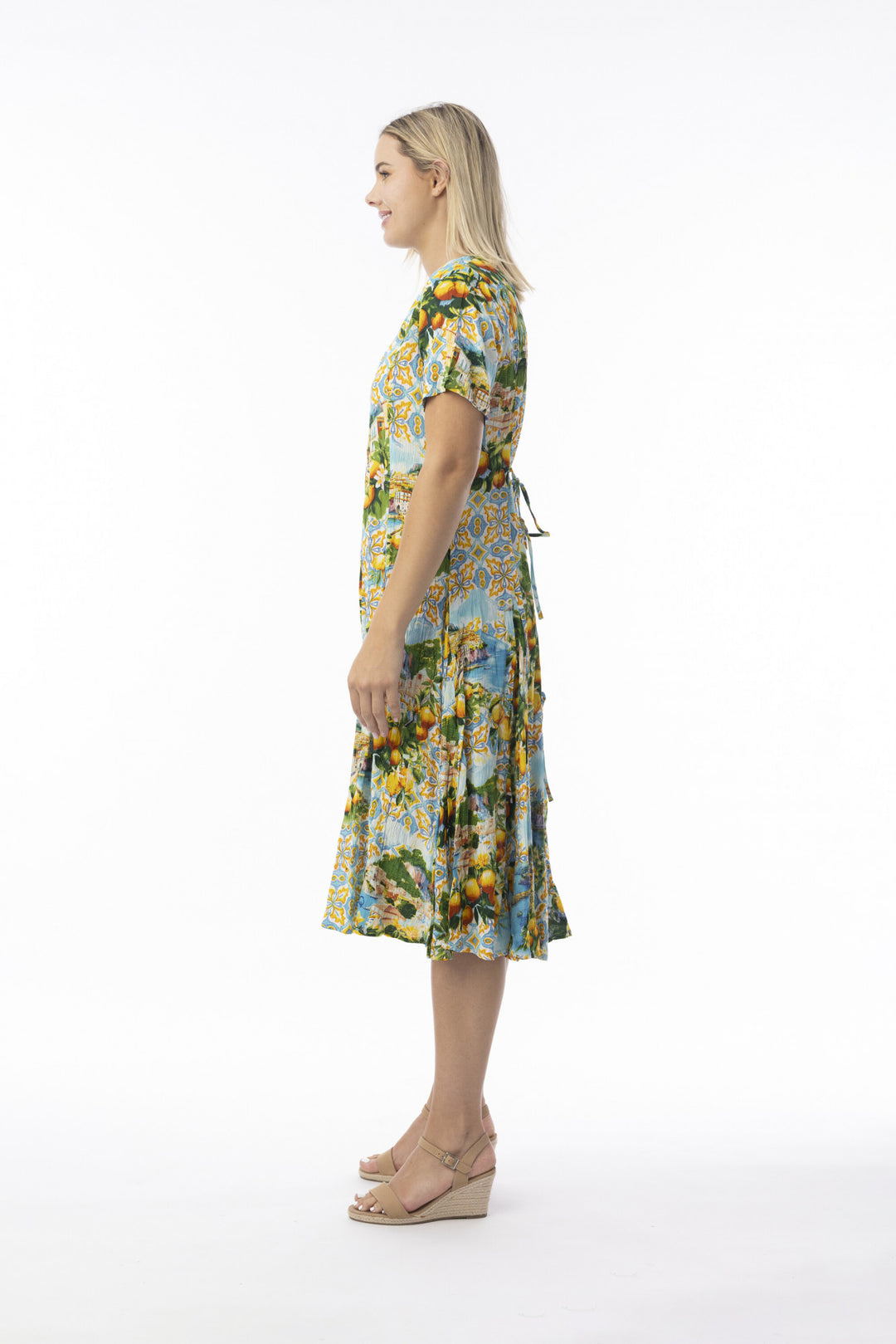Orientique Amalfi Godet Short Sleeve Dress (please check measurements)