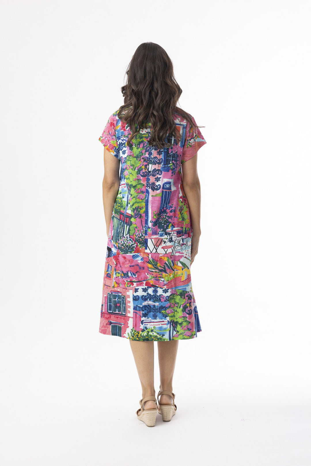 Orientique Cotton Jersey Flair Shift Style Dress Scooter With Front Pocket (please check measurements)