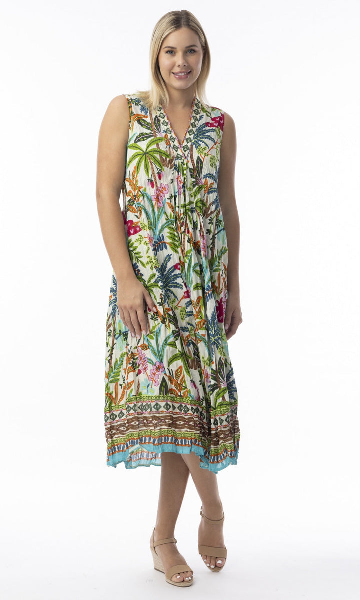 Orientique Ovahe Midi V Neck Sleeveless Dress With Pockets ( please check measurements)