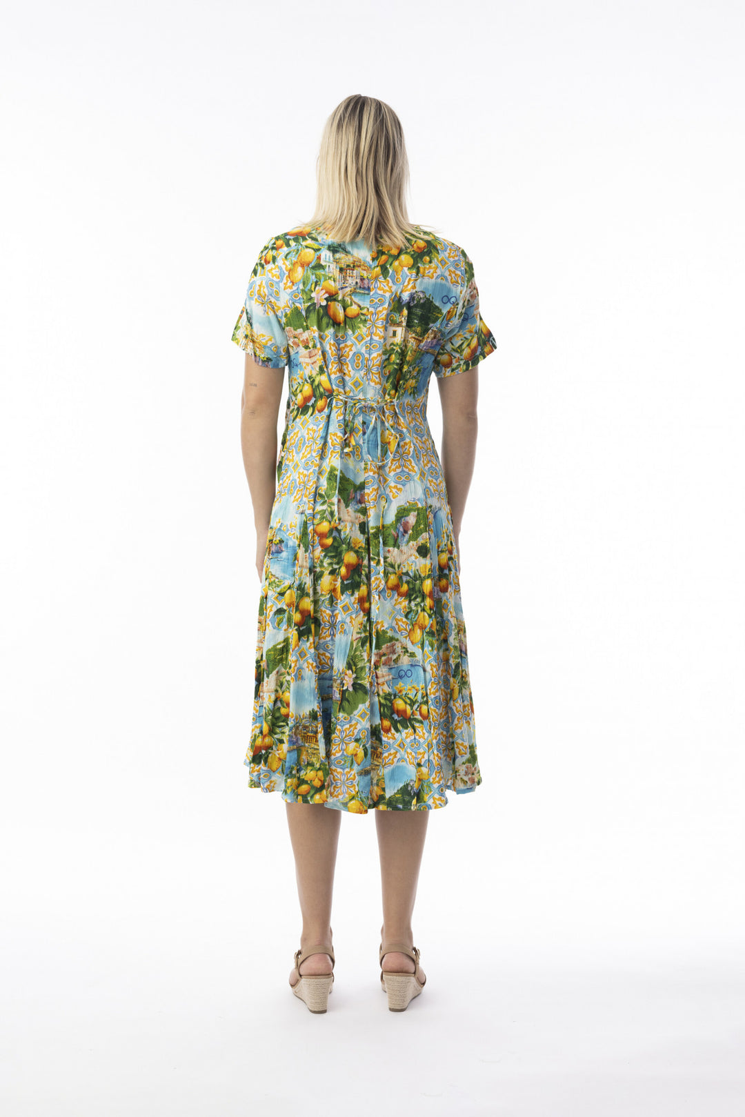 Orientique Amalfi Godet Short Sleeve Dress (please check measurements)
