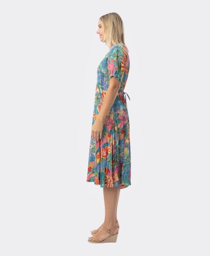 Orientique Malvinas Godet Short Sleeve Dress (please check measurements)