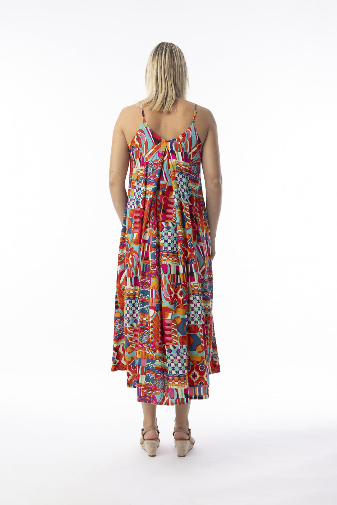 Orientique Peru Print Strappy Dress With Pockets & Adjustable Straps (please check measurements)