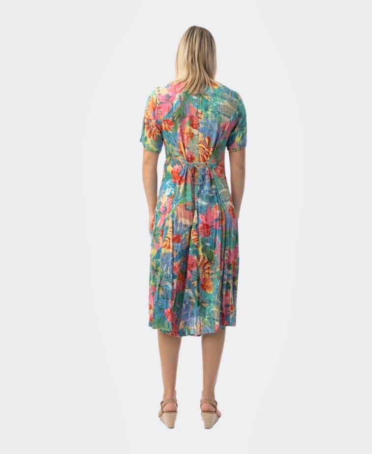 Orientique Malvinas Godet Short Sleeve Dress (please check measurements)