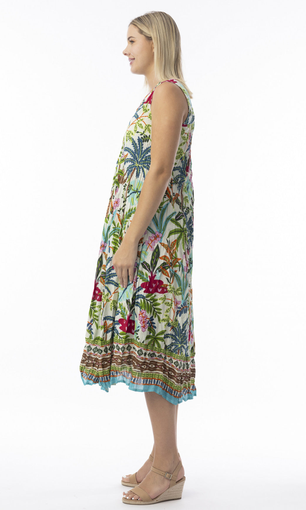 Orientique Ovahe Midi V Neck Sleeveless Dress With Pockets ( please check measurements)