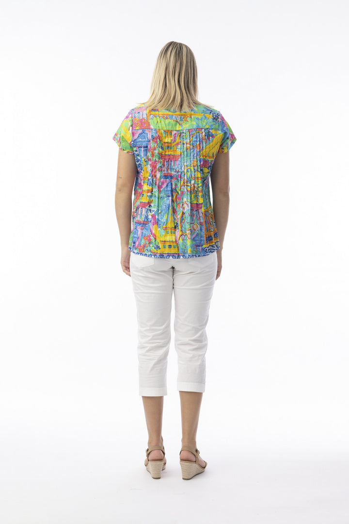 Orientique Okayama Cotton Pleated Top (please check measurements)