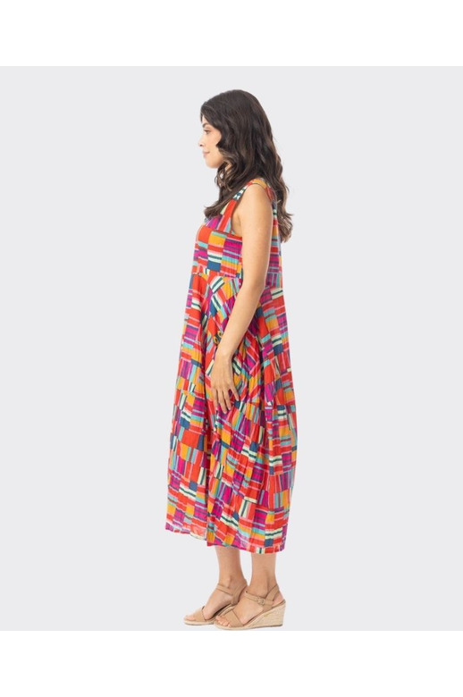 Orientique Peru Sleeveless Print Dress With Pockets (please check measurements)