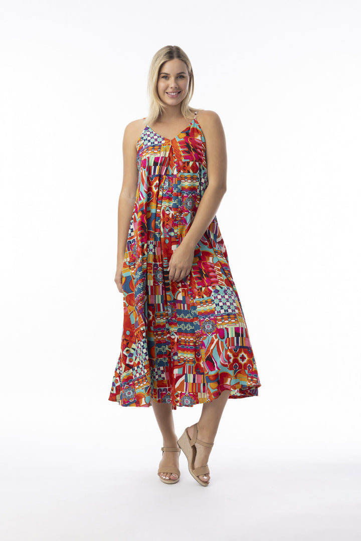 Orientique Peru Print Strappy Dress With Pockets & Adjustable Straps (please check measurements)
